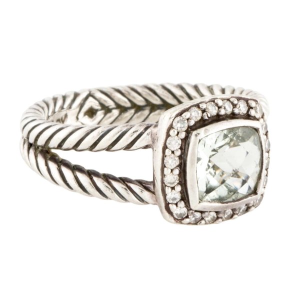 David Yurman Prasiolite Diamond and 925 Sterling Silver Ring - Picture 2 of 13